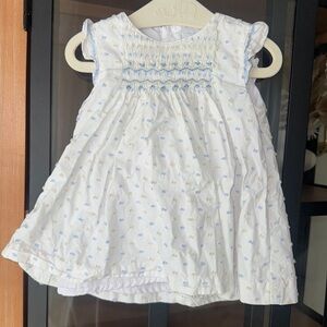 Luli & Me smocked dress heirloom swiss dot baby girl ruffle embroidered